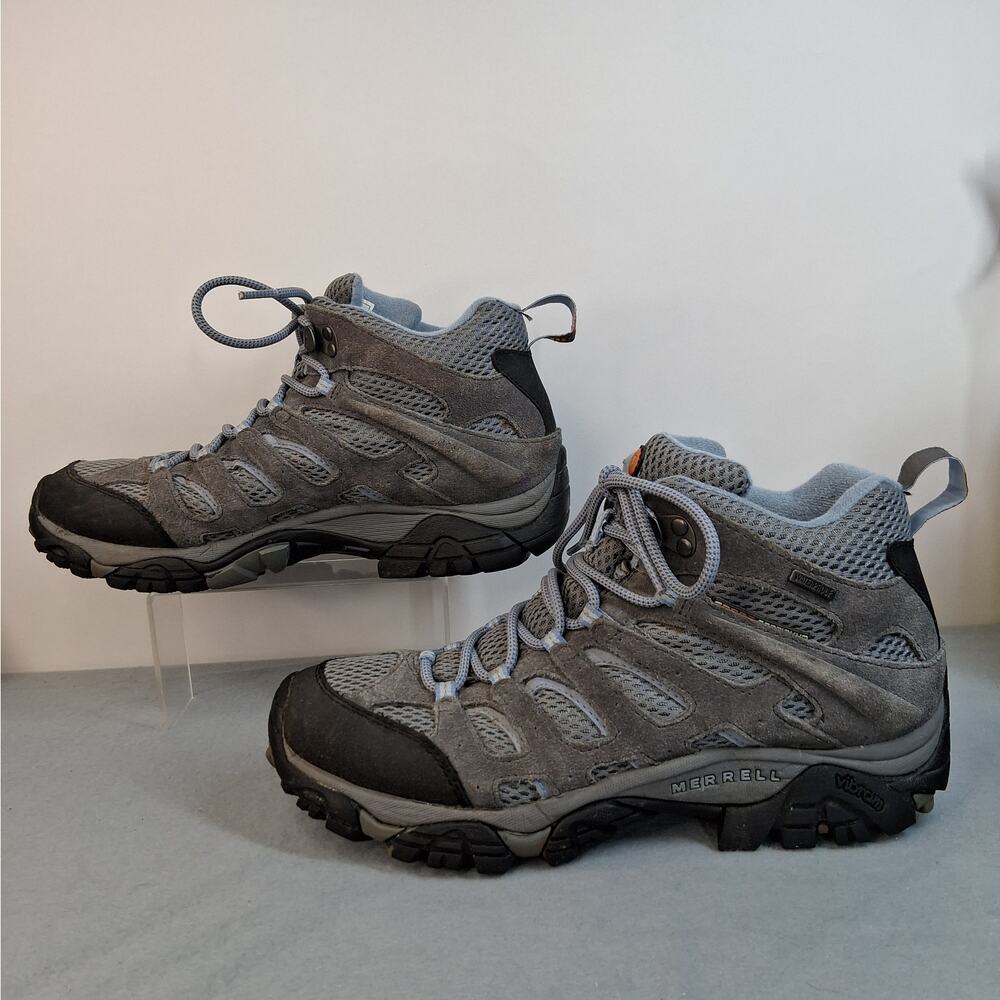 Merrell Moab 2 Mid Waterproof Hiking Shoes Ankle Boots Women's Size 9 Gray Blue